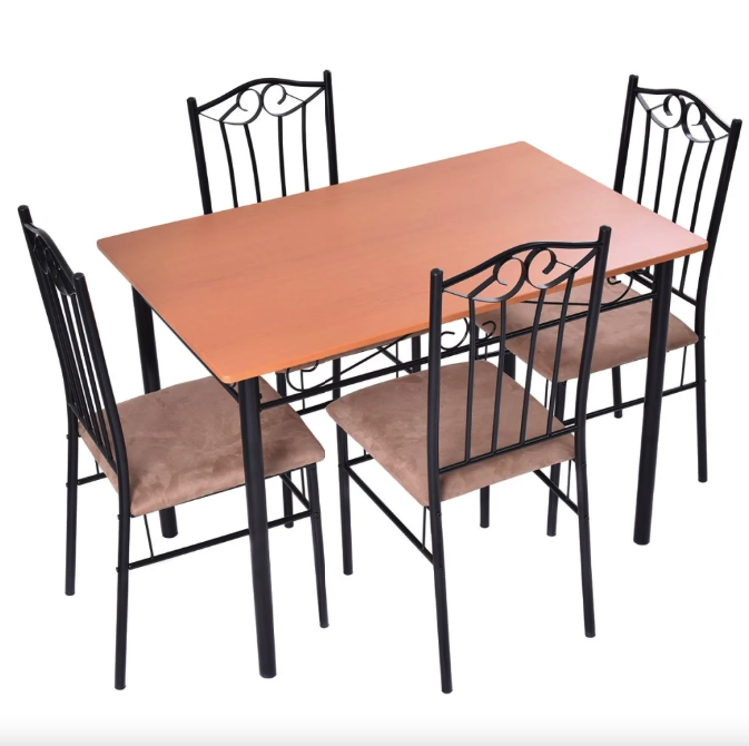 Комплект меблів Costway Sofi стіл і 4 м'яких стільці бежевий Київ - фото 4