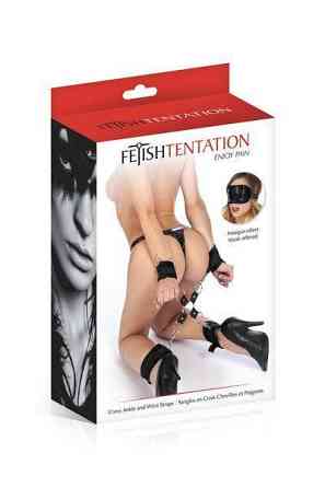 Хрестовина для ніг і рук Fetish Tentation Cross Ankle and Wrist Straps з маскою на очі Sex Aura Київ