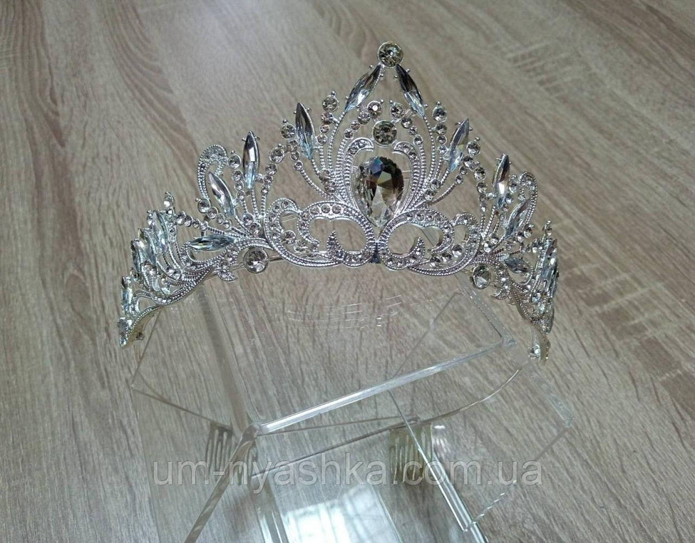 Диадема на обруче Корона серебренная с камнями Кривой Рог - изображение 2
