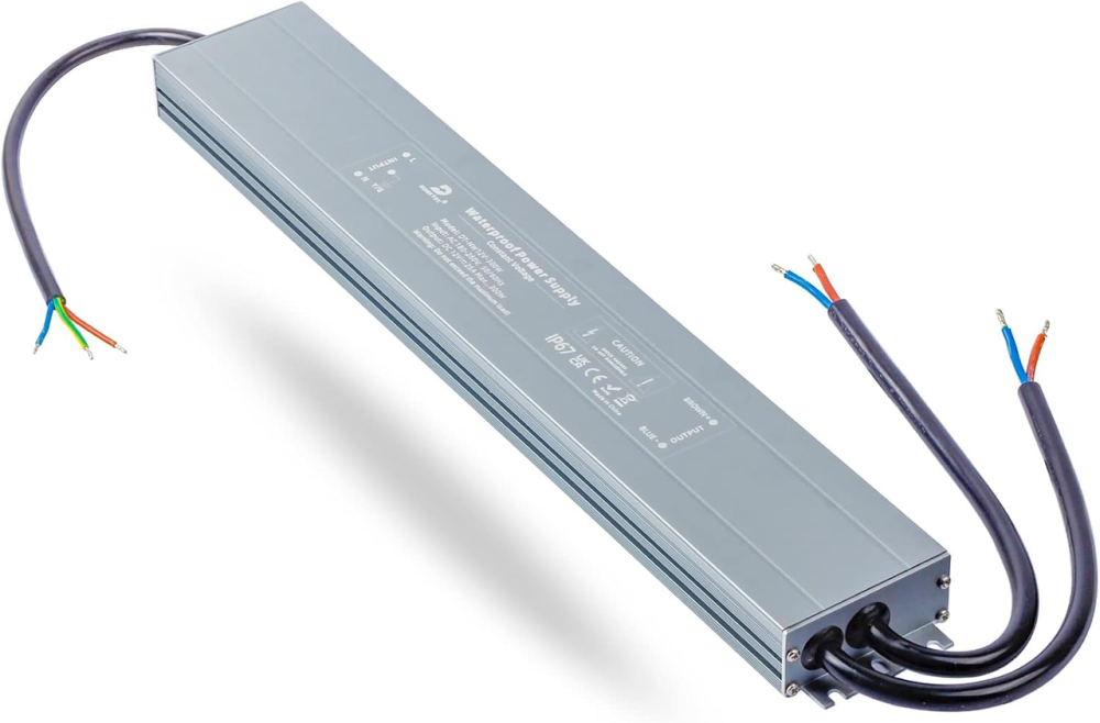 DUSKTEC LED блок питания 12 В 300 Вт 25 А IP67, AC 180–260 В → DC 12 В, тонкий алюминиевый корпус Киев - изображение 1
