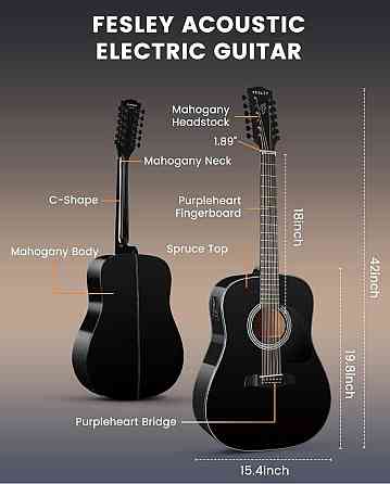 Гітара електро-акустична 12-тиструнна Fesley FDET280 (комплект) Харків