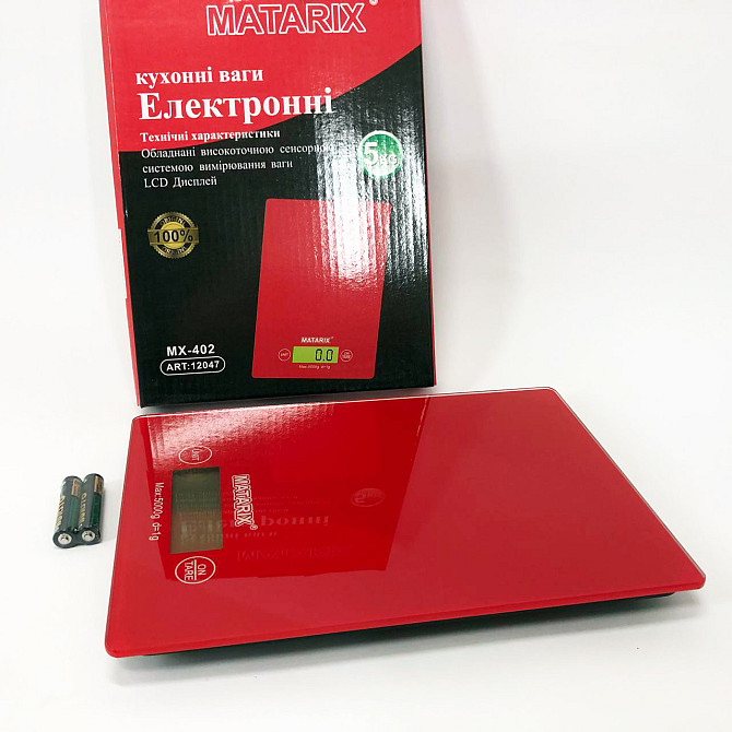 Кухонные весы с плоской поверхностью Matarix MX-402 5 кг, Компактные кухонные весы с батарейками MC-73 Львов - изображение 3