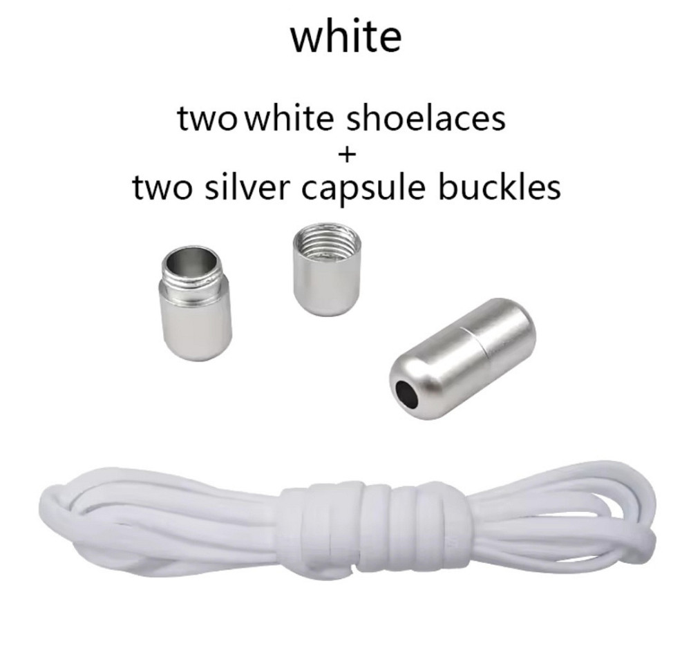 Шнурки еластичні без зав'язок з застібками в один колір Білий Сміла - фото 1