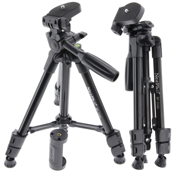 Універсальний штатив тринога NeePho NP-3160 не знімний майданчик + тримач (30-68.5см) Чорний Київ