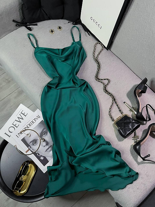 Женское романтическое элегантное платье шелк Зеленый, 44/46 Одесса - изображение 8