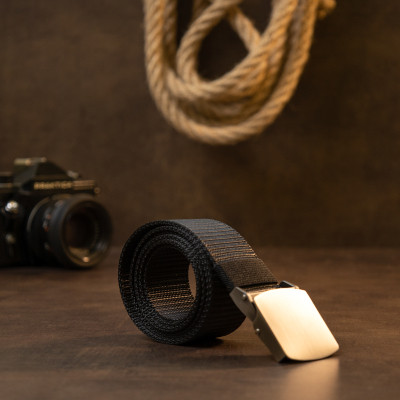 Ремень Vintage Текстильный с серебристой пряжкой Черный (20541) Винница - изображение 8