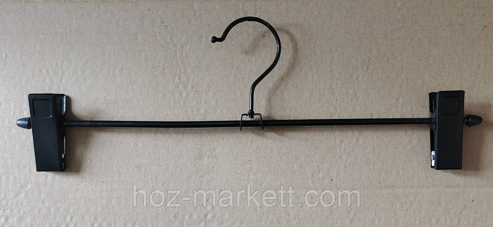 Плічка вішалки тремпеля чорні брючні прищіпка і гачок 35 см 10 шт в уп Харків - фото 9