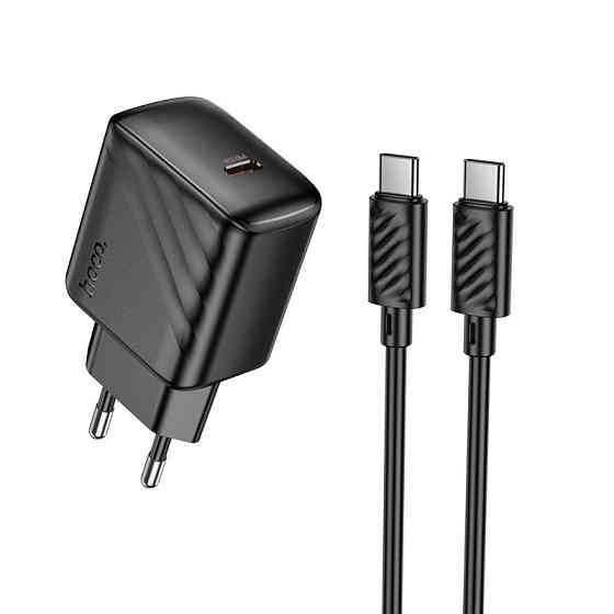 Сетевое зарядное устройство с кабелем HOCO CS24A Puerto single-port PD25W charger set (C to C)(EU) Black Одесса