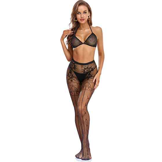 Колготки з малюнком жіночі в сітку one size чорний Київ