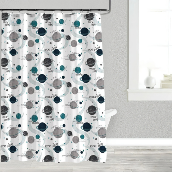 Штора для ванной и душа 180x180 см водоотталкивающая,шторка для душевой с пластиковыми крючками,белая Каменец-Подольский