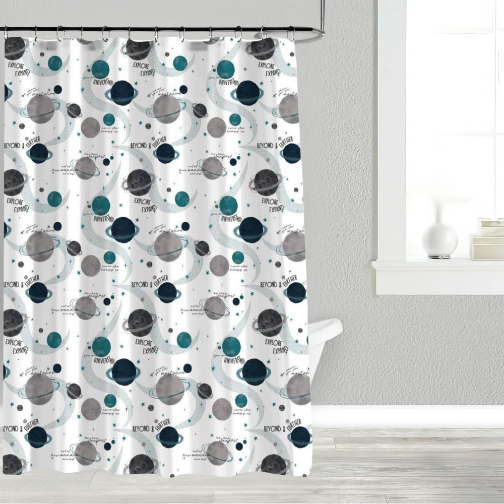 Штора для ванной и душа 180x180 см водоотталкивающая,шторка для душевой с пластиковыми крючками,белая Каменец-Подольский - изображение 2