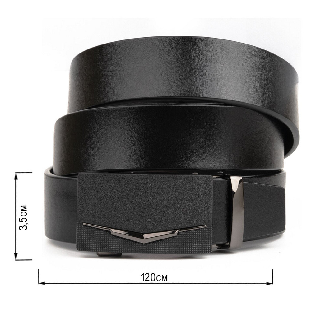 Ремінь чоловічий c матовою зернистою вставкою на пряжці Vintage 20333 Чорний Київ - фото 3