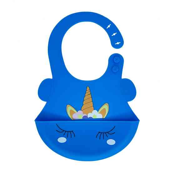 Слинявчик силіконовий "Єдиноріг" MGZ-0615(Blue) з кишенею Вінниця