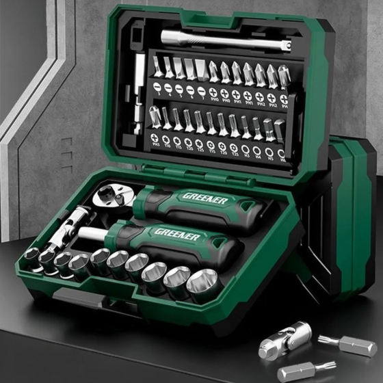 Набір інструментів для ремонту 40 шт: викрутка з перехідниками, тріскачка, набір біт, набір торцевих головок, в протиударному Кам'янець-Подільський