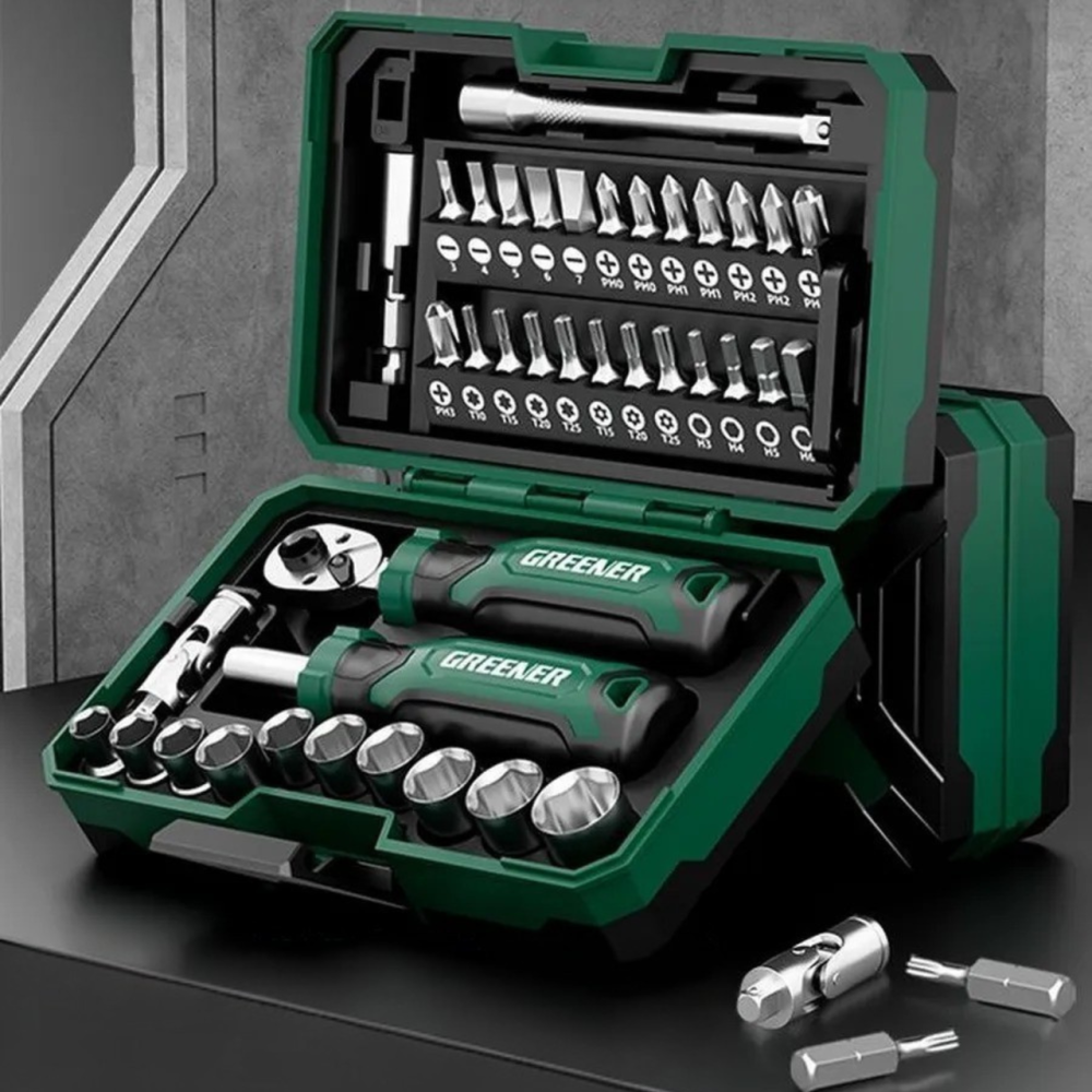 Набір інструментів для ремонту 40 шт: викрутка з перехідниками, тріскачка, набір біт, набір торцевих головок, в протиударному Кам'янець-Подільський - фото 1