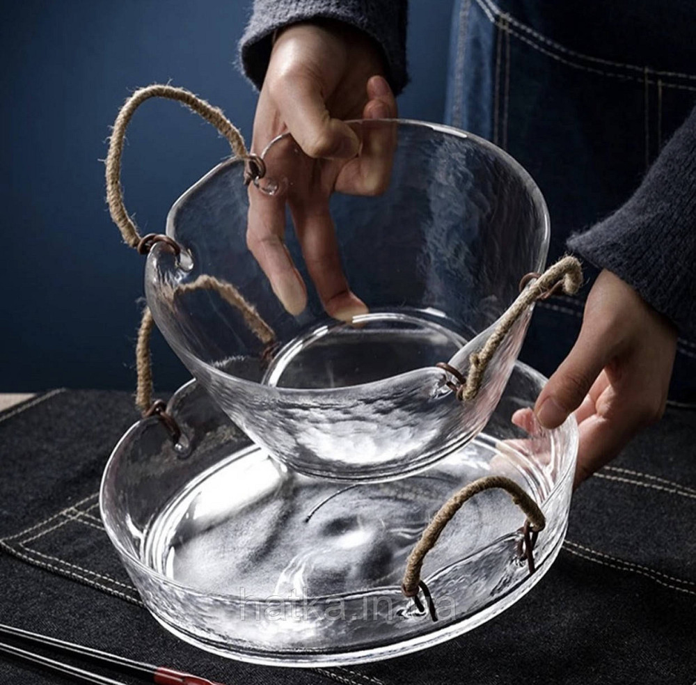 Фруктовниця цукерниця салатниця "Фудзивара" h-10 см d-18,5 см скляна Київ - фото 4