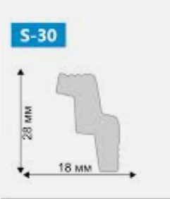 Потолочный плинтус 2м  S-30   18х28x2000 mm Днепр - изображение 2