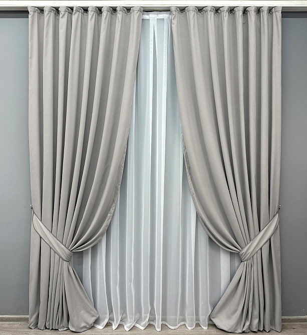 Комплект готовых штор VR-Textil Микровелюр Petek № 1832ш Светло-серый 200х290 см 2 шт (32-144) Киев - изображение 2