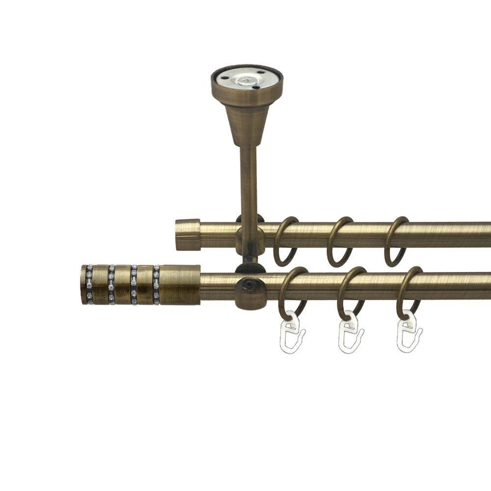 Карниз Orvit Барамелла металевий дворядний відкритий до стелі гладка труба кільце металеве Антик 16\16 мм 200 см (00-00016864) Львів - фото 1