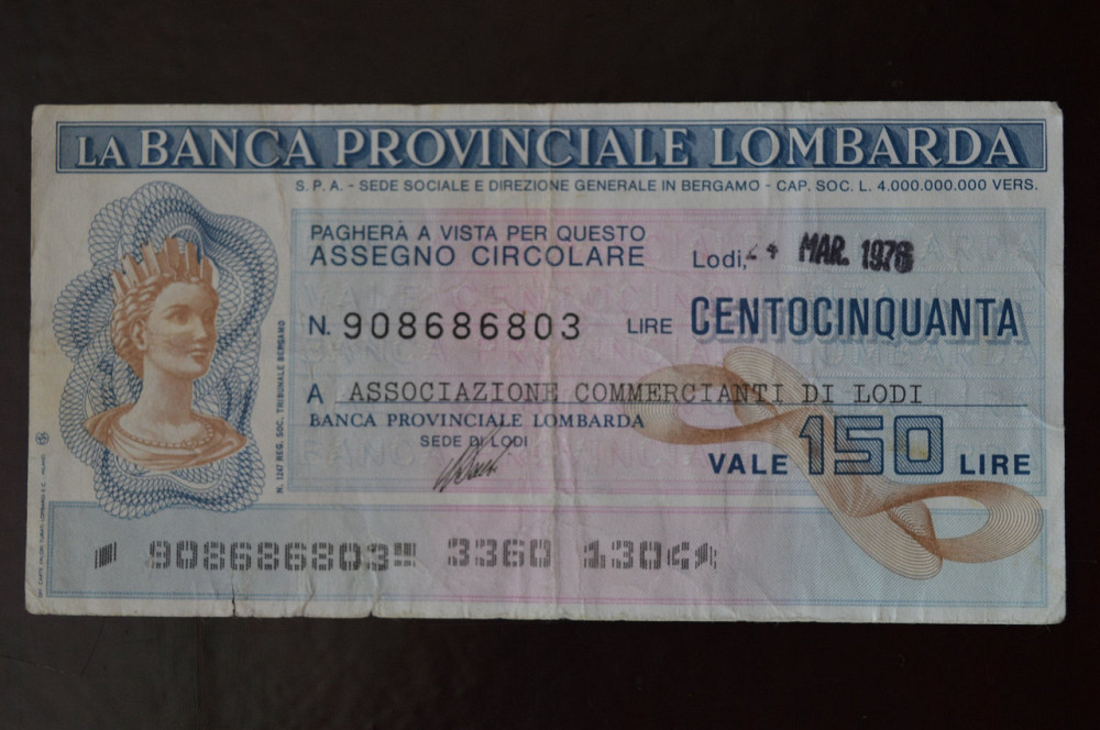 Чек. Італія 150 Лір 1976год (ЧК-1) ЛОТ 27 Полтава - фото 1