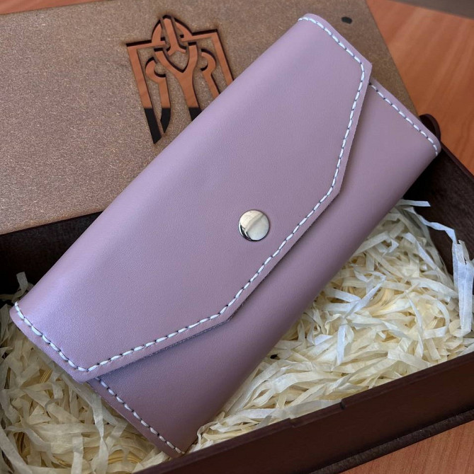 Гаманець жіночий клатч Флоренція Рожевий шкіряний, стильний модний клатч ручної роботиMasterSem Київ - фото 1