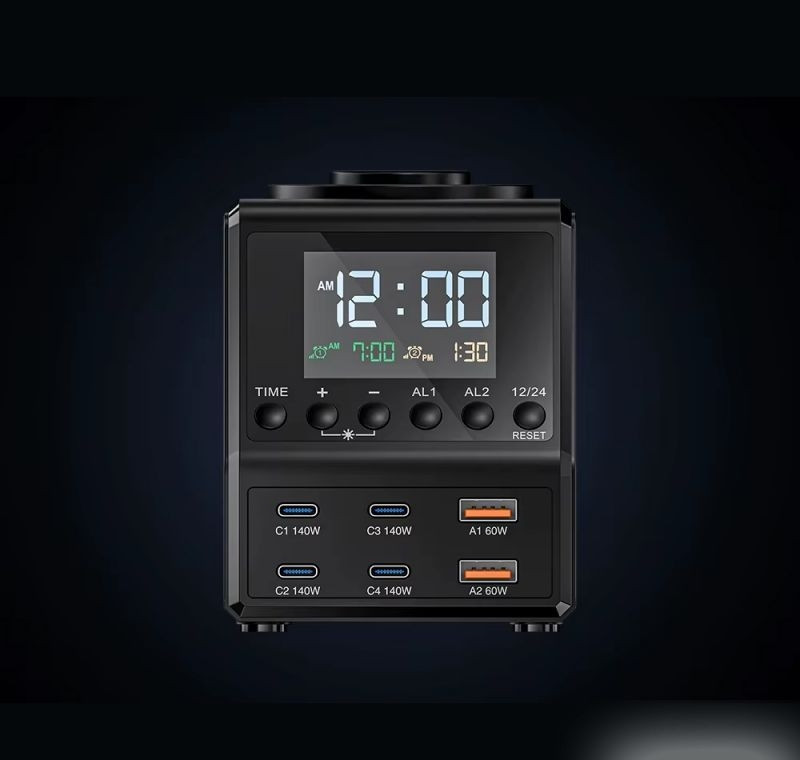 Мережева зарядна док-станція H688 240W LCD з бездротовою зарядкою (4хType-C + 2хUSB) Чорний Вінниця - фото 3