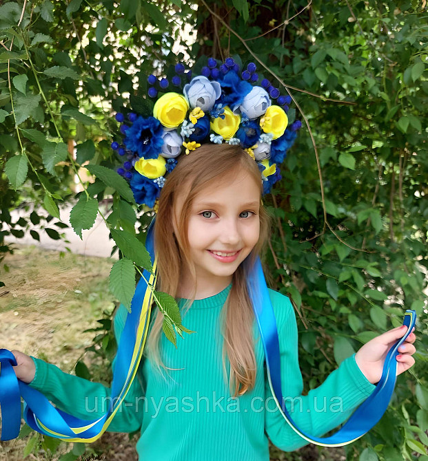 Віночок український жовто-блакитний сценічний зі стрічками Кривий Ріг - фото 1