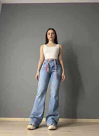 Джинси жіночі Dragon 8330 flare кльош від коліна з поясом збільшені розміри блакитні, блакитний, 31, 31, 84 см, 108 см Київ