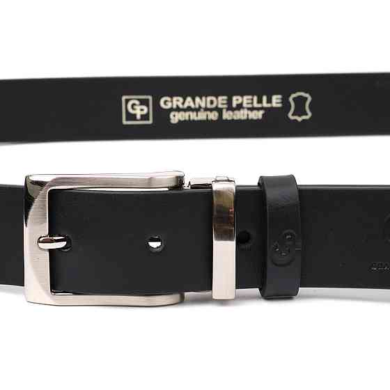 Стильный брючный ремень для мужчин из натуральной кожи GRANDE PELLE 11675 Черный Киев