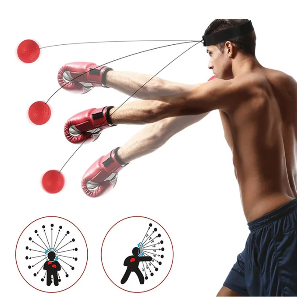 Пневмотренажер для бокса с двумя мячами, файтбол fight ball Black-Red Бровары - изображение 7