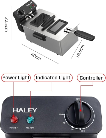 Електрична фритюрниця Haley HY-2506 2000Вт зі оглядовим вікном, фритюрниця для картоплі фрі, крилець та нагетсів Одеса