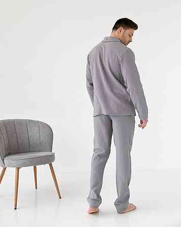 Мужская пижама муслиновая Серый S Харьков