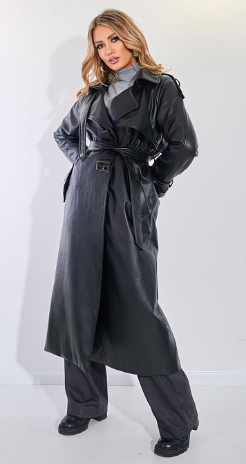 Плащ из эко кожи на замше (42) Киев - изображение 6
