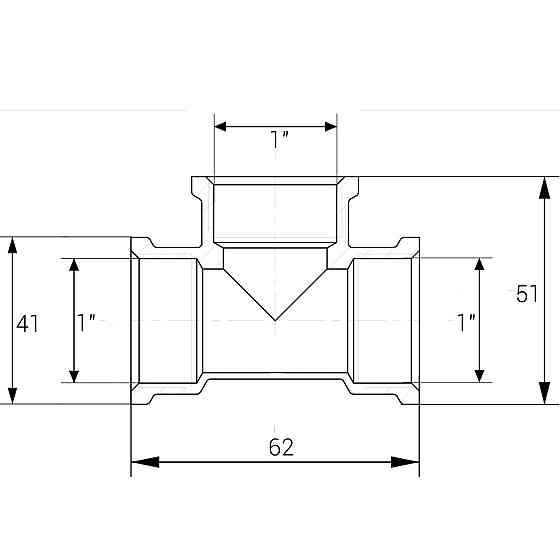 Тройник 1″ВВВ никелированный NT551S OPTIMUM (000030813) Киев