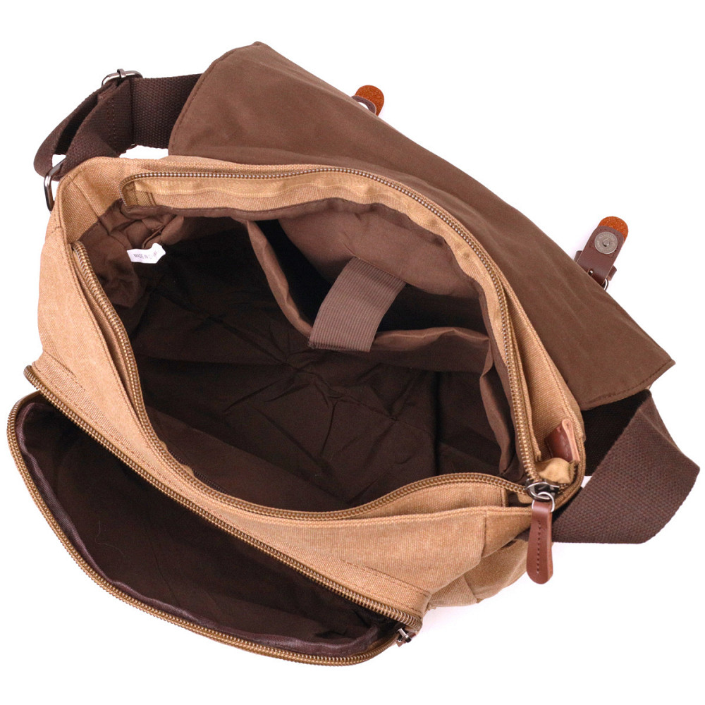 Велика сумка для ноутбука з клапаном із текстилю 21242 Vintage Коричнева Київ - фото 6