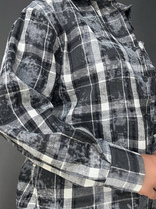 Сорочка жіноча YZY 7765 в клітинку оверсайз широка варена, чорний, one size Київ - фото 13