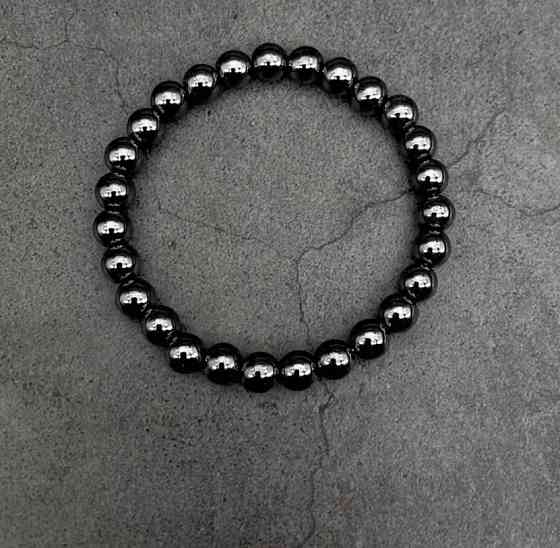 Гематитовый браслет 8 мм на резинке 19 см. Киев