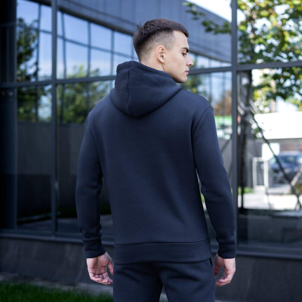 Тепле чоловіче худі на флісі з капюшоном темно-синє Pobedov 007 ЗИМА Київ - фото 7