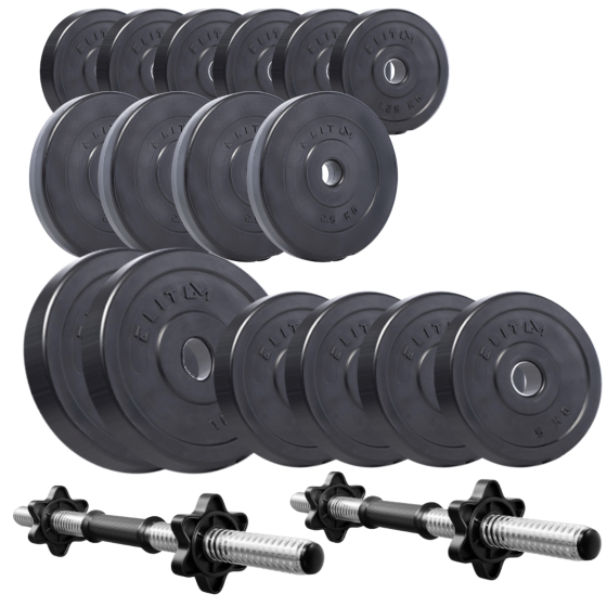 Набір дисків композитних Elitum Titan 59 кг гантелі для силових тренувань 2 грифи 30 мм ABS пластик Київ