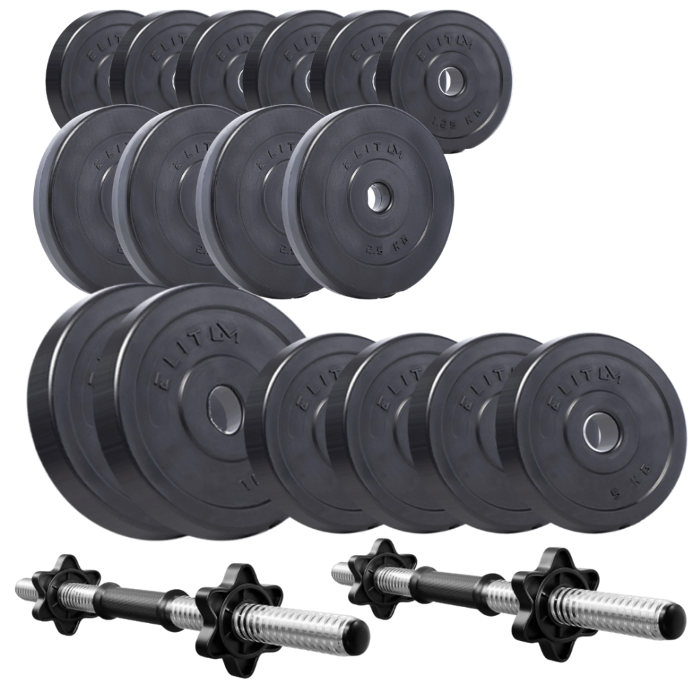 Набір дисків композитних Elitum Titan 59 кг гантелі для силових тренувань 2 грифи 30 мм ABS пластик Київ - фото 2