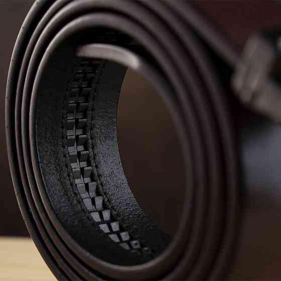 Ремень мужской с затемненной пряжкой автомат Vintage 20296 Коричневый Киев