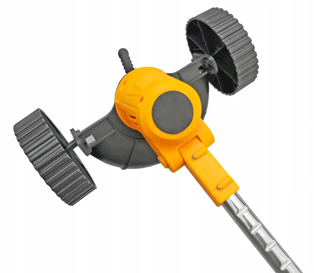 Набор аккумуляторная коса для травы с 2 АКБ 24v / Газонокосилка-триммер с колесами и насадками Желтый Коломия - фото 3