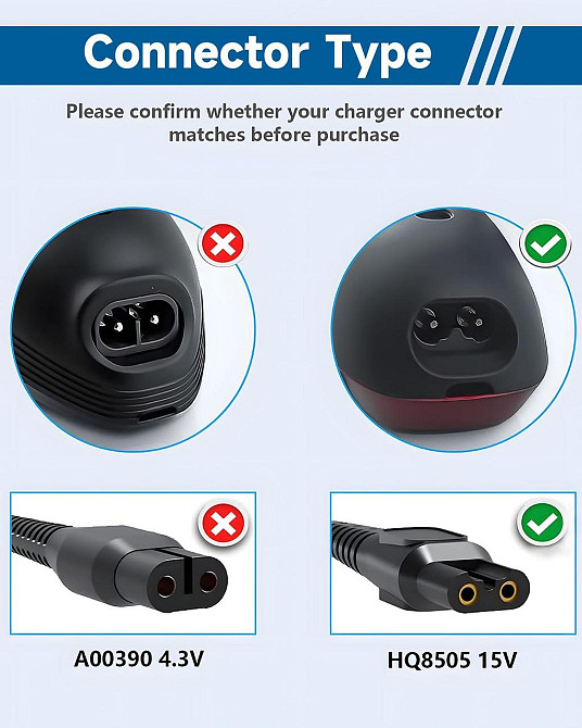 Зарядный кабель 15V 400mA для электробритвы Philips Norelco совместим с сериями 3000 5000 7000 9000 – 1.8 м Киев - изображение 3
