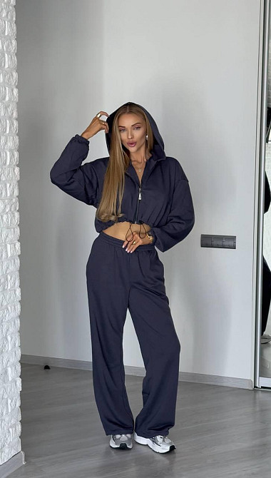 Женский трендовый базовый спортивный костюм трехнить петля Графит, 42/44 Одесса - изображение 5