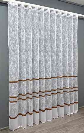 Тюль VR-Textil 1554т Cale Жакард мармур Білий з коричневим 125х270 см (49-335) Київ