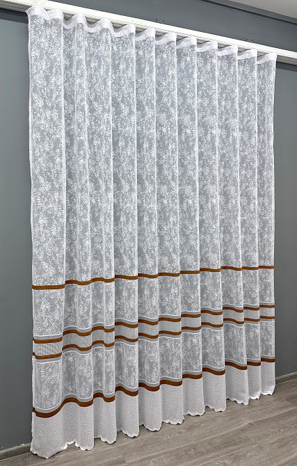 Тюль VR-Textil 1554т Cale Жакард мармур Білий з коричневим 125х270 см (49-335) Київ - фото 3