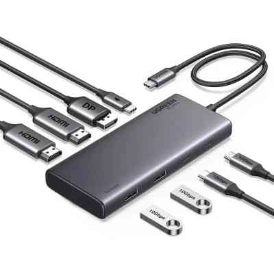 Концентратор Ugreen USB-C to 2xUSB 3.2 + 2xUSB-C 3.2 + 2xHDMI + DP 4K60Hz + PD 100W CM639 gray (35625) Вінниця