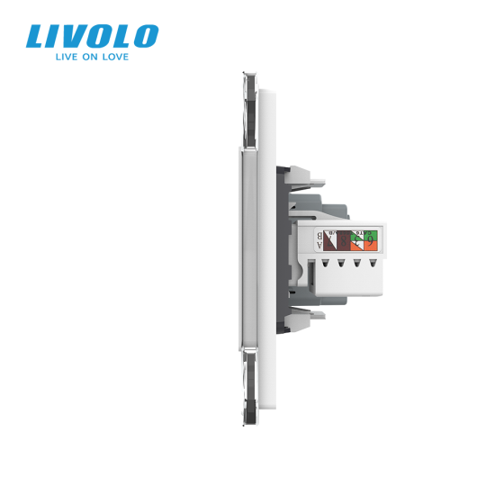 LIVOLO Розетка двомісна комбінована Силова Інтернет ТБ Livolo білий скло (VL-C7C1EU1V1C-11) Коломия
