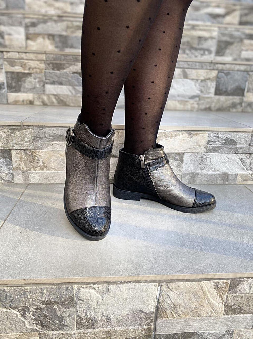 Жіночі черевики 218 срібні шкіра-сатин натуральна 36р. (1205) Коломыя - изображение 4