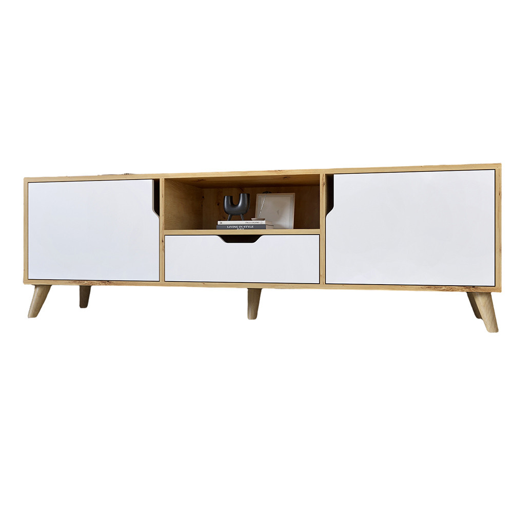 Тумба під телевізор з ніжками в кольорі Горіх світлий М-ЗОН Борн 1600 Дуб Артизан/Німфея Альба (білий) (MZN-031081) Львів - фото 2